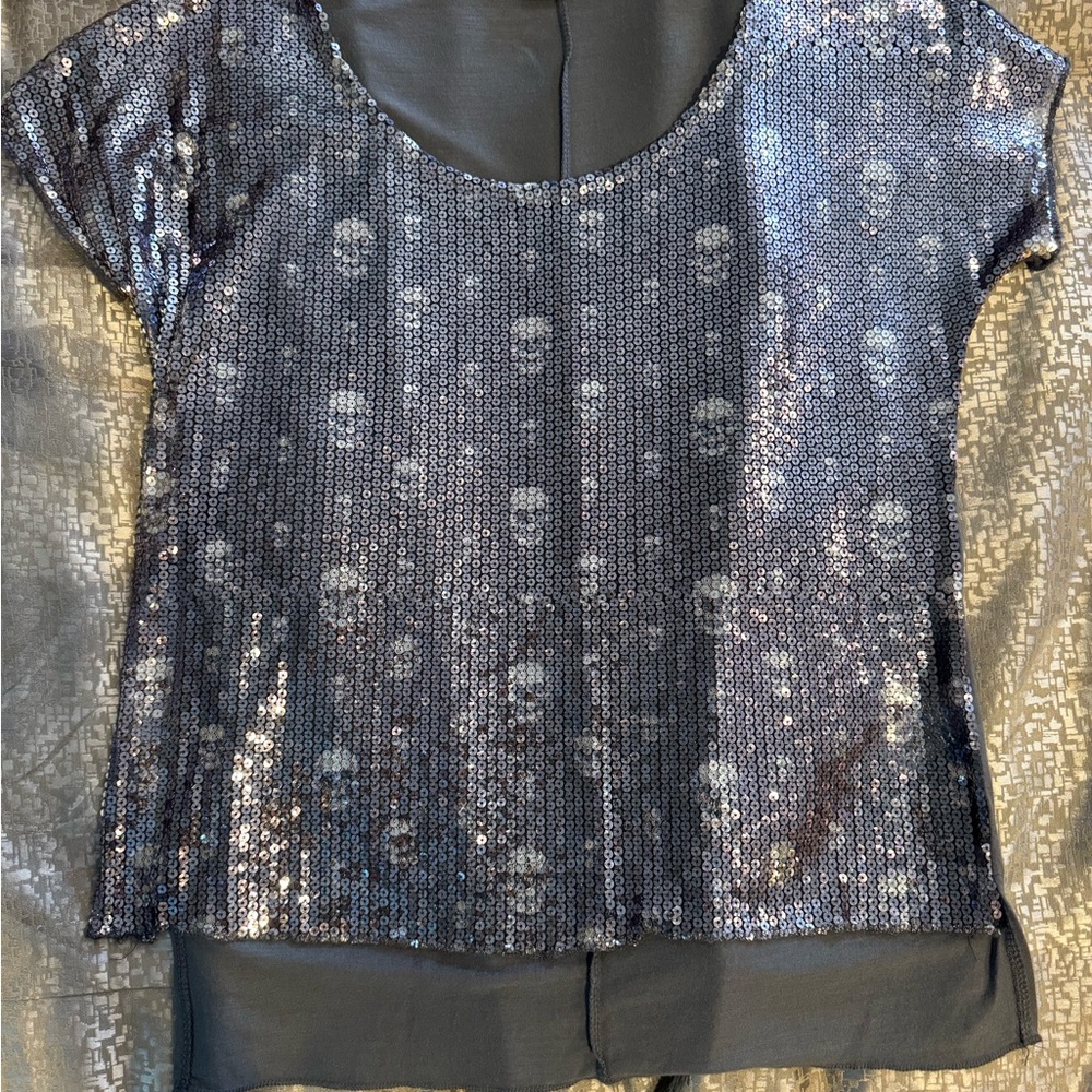 Sequin skull print top